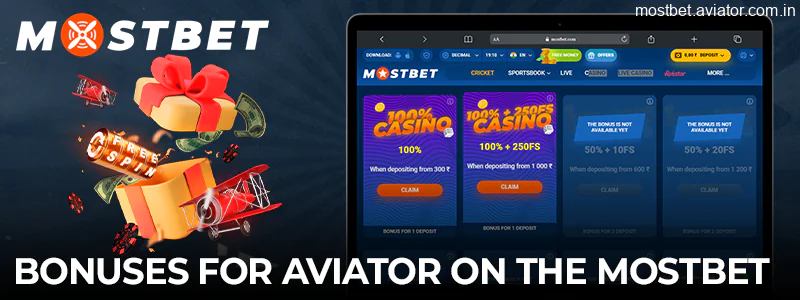 Aviator bonuses at Mostbet